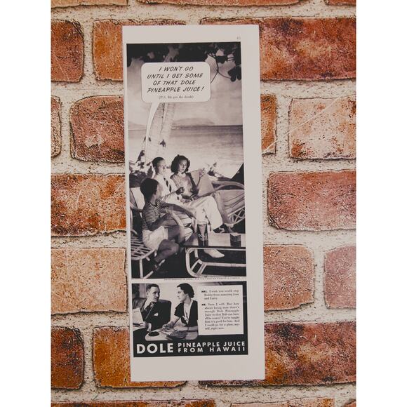 1940 Dole Pineapple Juice From Hawaii - Vtg Monochrome Print Ad - Picture 2 of 10
